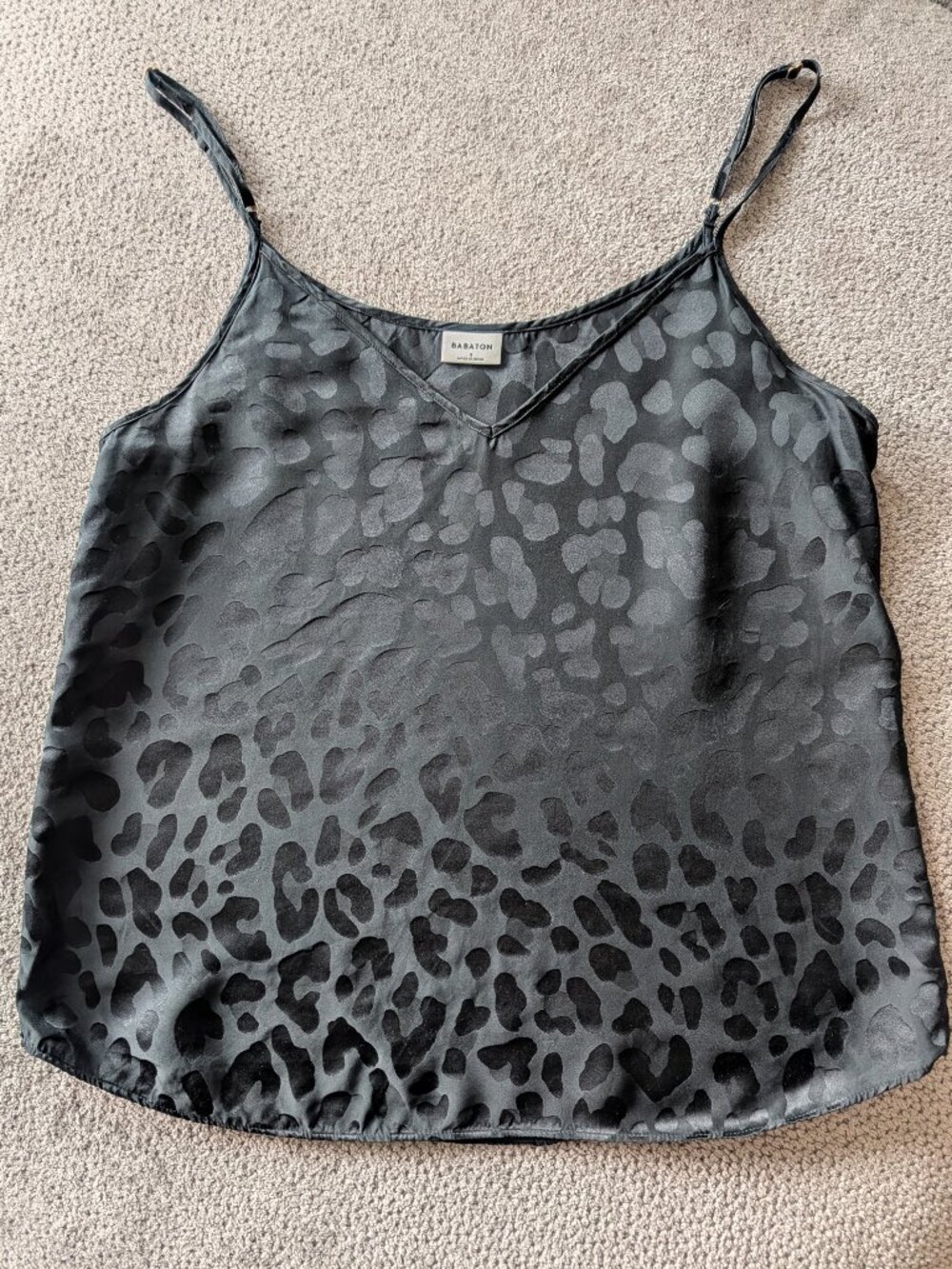 Babaton Silk Blend Black Leopard Jacquard Camisole